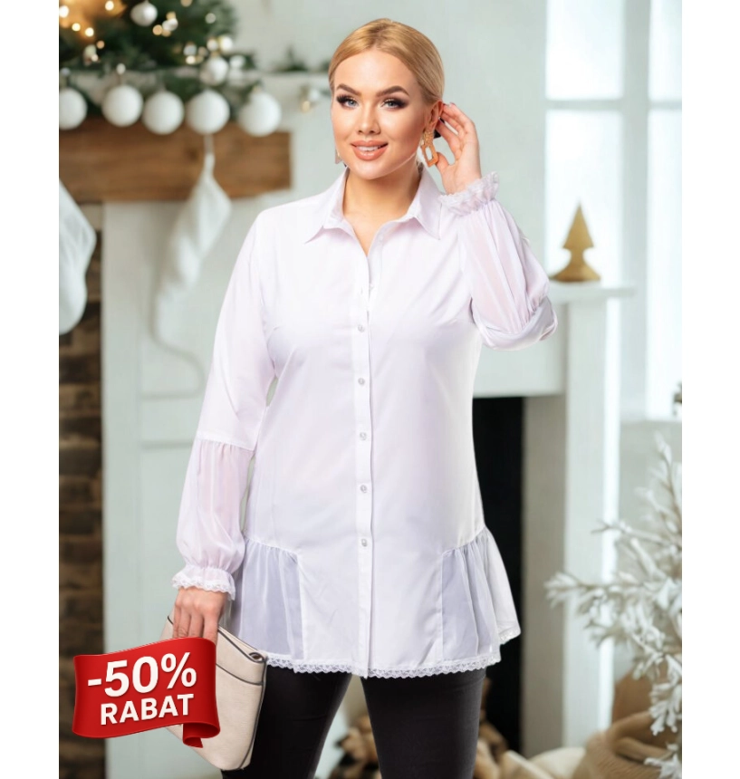 M16901 KOSZULA GABI Z FALBANKĄ BIAŁA M16901 KOSZULA GABI Z FALBANKĄ BIAŁA